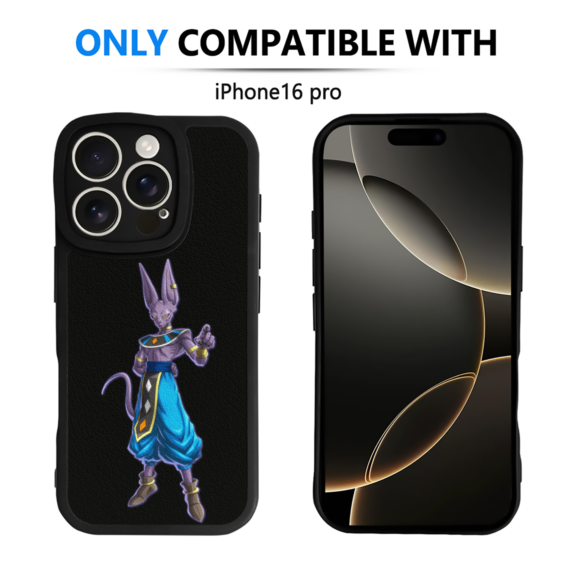 （画像用） ドラゴンボール ビルス 破壊神ビルス DRAGON BALL Beerus Birusu 【iPhone 16シリーズ対応】シリコンスマホケース（レザー調） 材質：シリコン